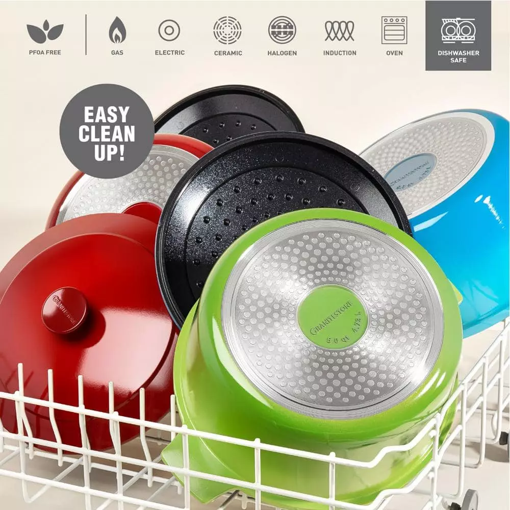 5 qt. Round Aluminum Ultra-Durable Nonstick Mineral and Diamond Coating Dutch Oven in Green by GRANITESTONE 8 5 qt. Round Aluminum Ultra-Durable Nonstick Mineral and Diamond Coating Dutch Oven in Green by GRANITESTONE - Image 6