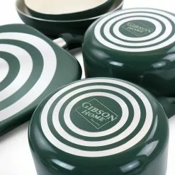 Gazebo Ceramic Nonstick Aluminum 11-Piece Cookware Set in Green by GIBSON HOME -Cookware Sales Shop green gibson home pot pan sets 985117052m 1f 1000