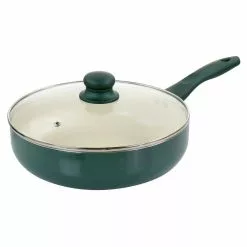 Gazebo Ceramic Nonstick Aluminum 11-Piece Cookware Set in Green by GIBSON HOME -Cookware Sales Shop green gibson home pot pan sets 985117052m 4f 1000