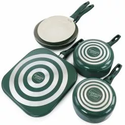 Gazebo Ceramic Nonstick Aluminum 11-Piece Cookware Set in Green by GIBSON HOME -Cookware Sales Shop green gibson home pot pan sets 985117052m c3 1000