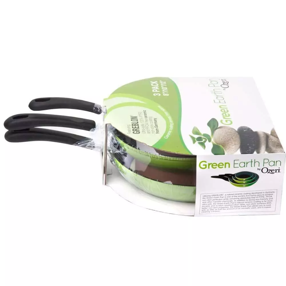 Green Earth 3-Piece Aluminum Ceramic Nonstick Frying Pan Set in Green by Ozeri 6 Green Earth 3-Piece Aluminum Ceramic Nonstick Frying Pan Set in Green by Ozeri - Image 4