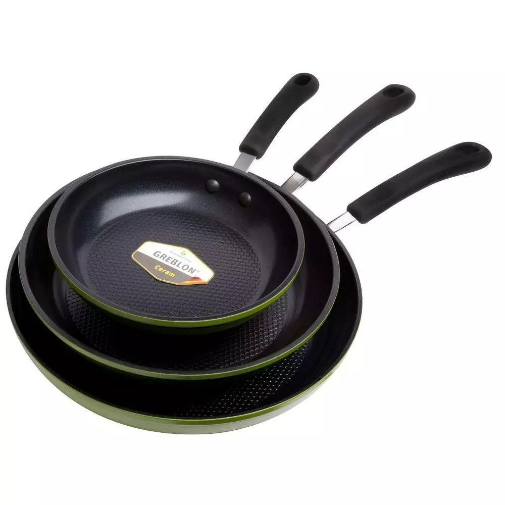 Green Earth 3-Piece Aluminum Ceramic Nonstick Frying Pan Set in Green by Ozeri 9 Green Earth 3-Piece Aluminum Ceramic Nonstick Frying Pan Set in Green by Ozeri - Image 7