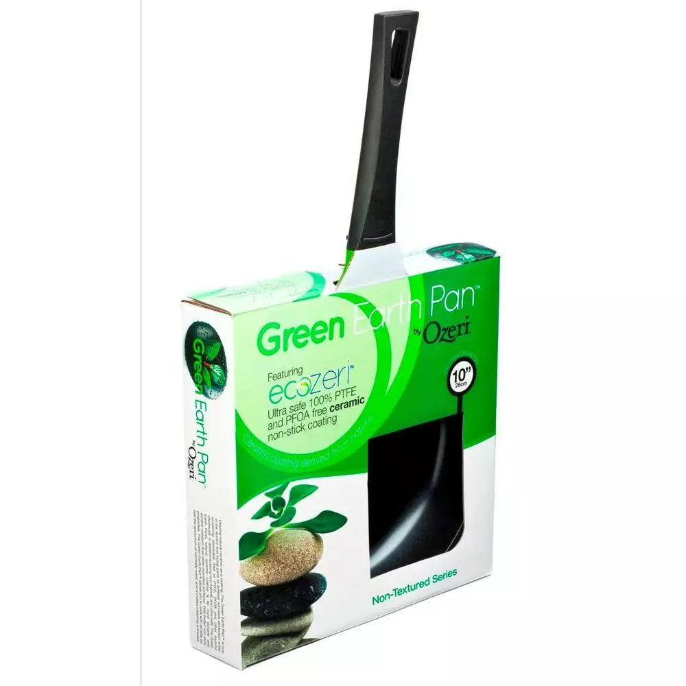 Green Earth 10 in. Aluminum Ceramic Nonstick Frying Pan in Green with Bakelight Handle by Ozeri 4 Green Earth 10 in. Aluminum Ceramic Nonstick Frying Pan in Green with Bakelight Handle by Ozeri - Image 2