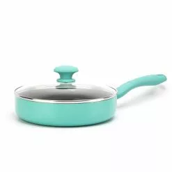 Diamond 5 qt. Aluminum Ceramic Nonstick Saute Pan in Turquoise with Glass Lid by GreenLife