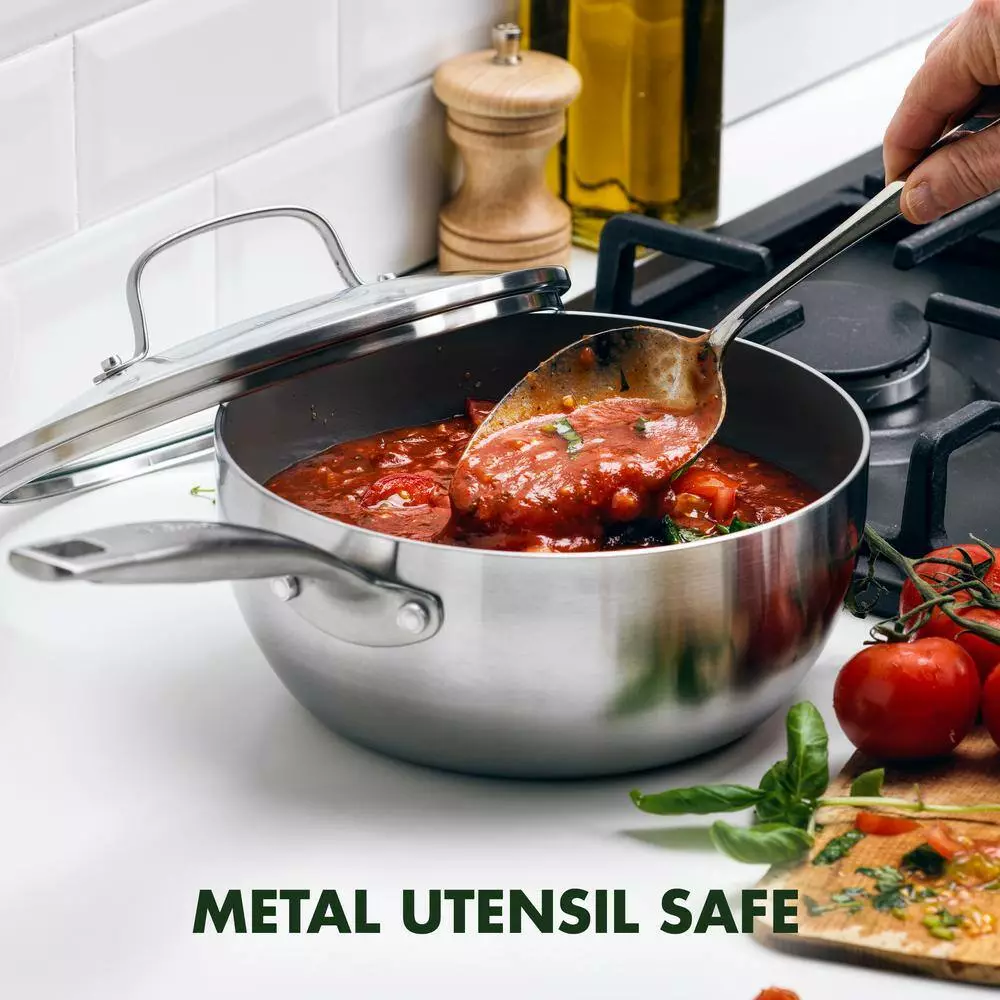 Chatham Stainless 2.5 qt. Stainless Steel Ceramic Nonstick Sauce Pan with Glass Lid by GreenPan 11 Chatham Stainless 2.5 qt. Stainless Steel Ceramic Nonstick Sauce Pan with Glass Lid by GreenPan - Image 9