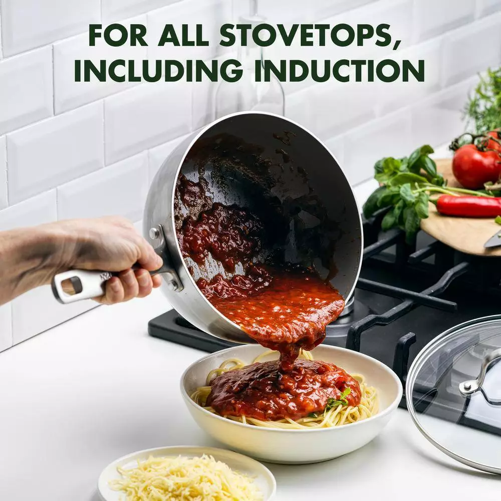 Chatham Stainless 2.5 qt. Stainless Steel Ceramic Nonstick Sauce Pan with Glass Lid by GreenPan 8 Chatham Stainless 2.5 qt. Stainless Steel Ceramic Nonstick Sauce Pan with Glass Lid by GreenPan - Image 6