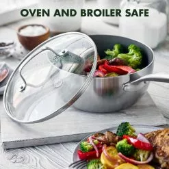 Chatham Stainless 2.5 qt. Stainless Steel Ceramic Nonstick Sauce Pan with Glass Lid by GreenPan 18 Chatham Stainless 2.5 qt. Stainless Steel Ceramic Nonstick Sauce Pan with Glass Lid by GreenPan -Cookware Sales Shop greenpan sauce pans cc005347 001 76 1000