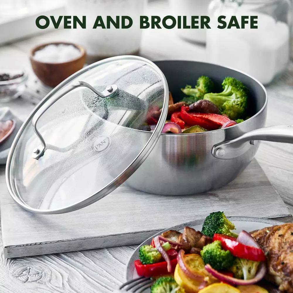 Chatham Stainless 2.5 qt. Stainless Steel Ceramic Nonstick Sauce Pan with Glass Lid by GreenPan 10 Chatham Stainless 2.5 qt. Stainless Steel Ceramic Nonstick Sauce Pan with Glass Lid by GreenPan - Image 8