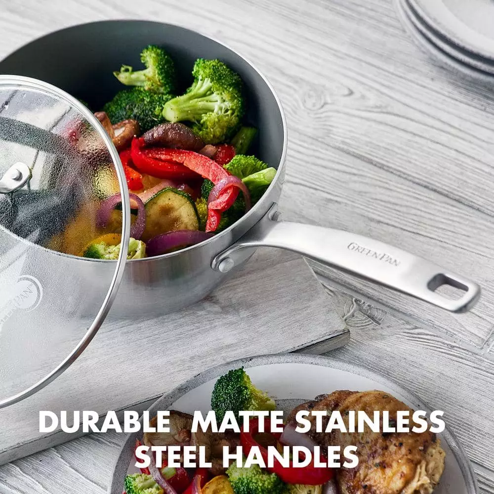 Chatham Stainless 2.5 qt. Stainless Steel Ceramic Nonstick Sauce Pan with Glass Lid by GreenPan 9 Chatham Stainless 2.5 qt. Stainless Steel Ceramic Nonstick Sauce Pan with Glass Lid by GreenPan - Image 7