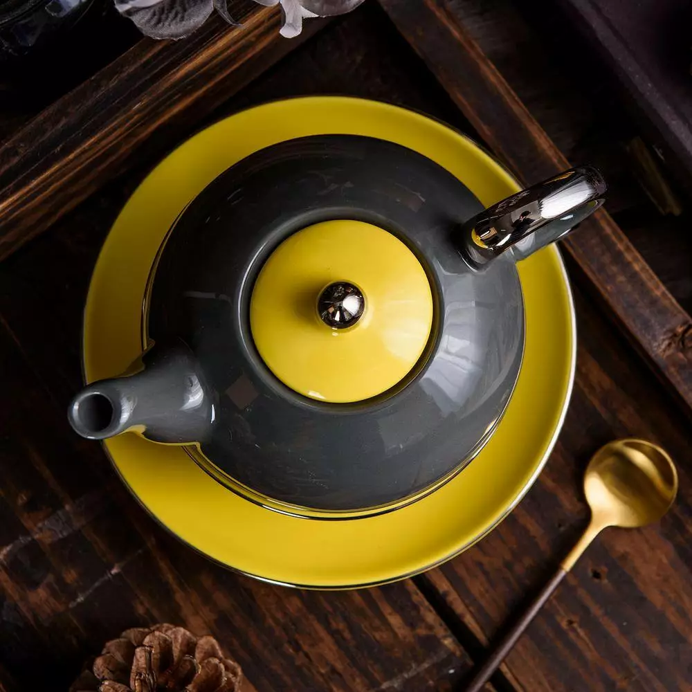 1-Cup 10 oz. Gray Porcelain Teapot Teacup and Saucer Set by Artvigor 9 1-Cup 10 oz. Gray Porcelain Teapot Teacup and Saucer Set by Artvigor - Image 7