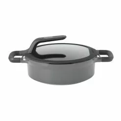 GEM Stay Cool 3.5 qt. Cast Aluminum Nonstick Saute Pan in Gray with Glass Lid and Dual Handles by BergHOFF