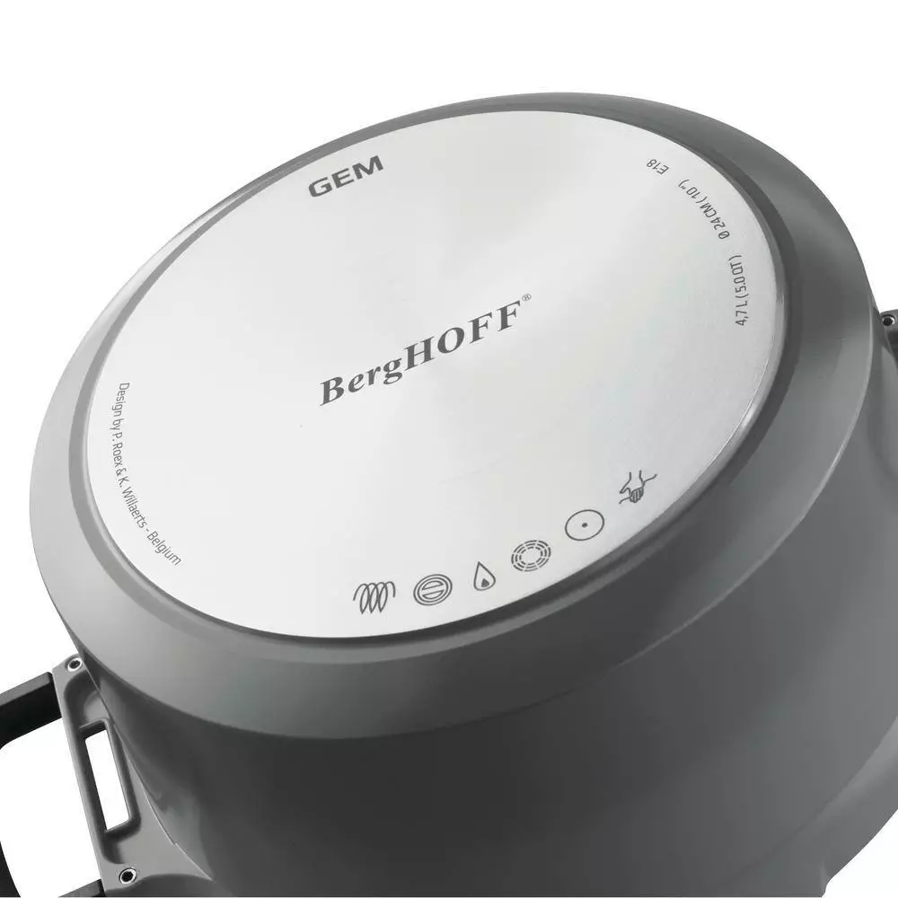 GEM Stay Cool 3.5 qt. Cast Aluminum Nonstick Saute Pan in Gray with Glass Lid and Dual Handles by BergHOFF 4 GEM Stay Cool 3.5 qt. Cast Aluminum Nonstick Saute Pan in Gray with Glass Lid and Dual Handles by BergHOFF - Image 2