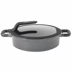 GEM Stay Cool 4.9 qt. Cast Aluminum Nonstick Saute Pan in Gray with Glass Lid by BergHOFF