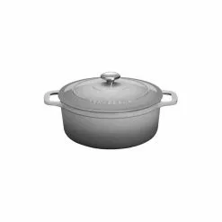 Chasseur 5.3 qt. Celestial Grey French Enameled Cast Iron Oval Dutch Oven by French Home