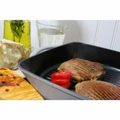 Chasseur French Carronde 10-inch Grill Pan, Grey and Black by French Home -Cookware Sales Shop grey french home griddles ci 3202g c184 4f 1000