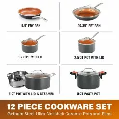 12-Piece Aluminum Ti-Ceramic Nonstick Cookware Set by Gotham Steel -Cookware Sales Shop grey gotham steel pot pan sets 9579 c3 1000