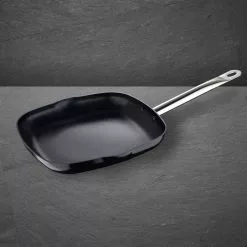 11.1 in. x 9.45 in. Nonstick Black Aluminum Griddle by BERGNER -Cookware Sales Shop griddles bgus12024blk fa 1000