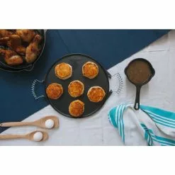 12.5 in Round Reversible Cast Iron Griddle/Skillet with Wire Handles, Large, Seasoned by Victoria -Cookware Sales Shop griddles gdl 156 31 1000