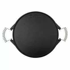 12.5 in Round Reversible Cast Iron Griddle/Skillet with Wire Handles, Large, Seasoned by Victoria