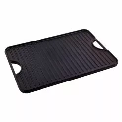 Large Rectangular Reversible Black Cast Iron Griddle/Skillet Solid 20 in. x 14 in. Seasoned by Victoria