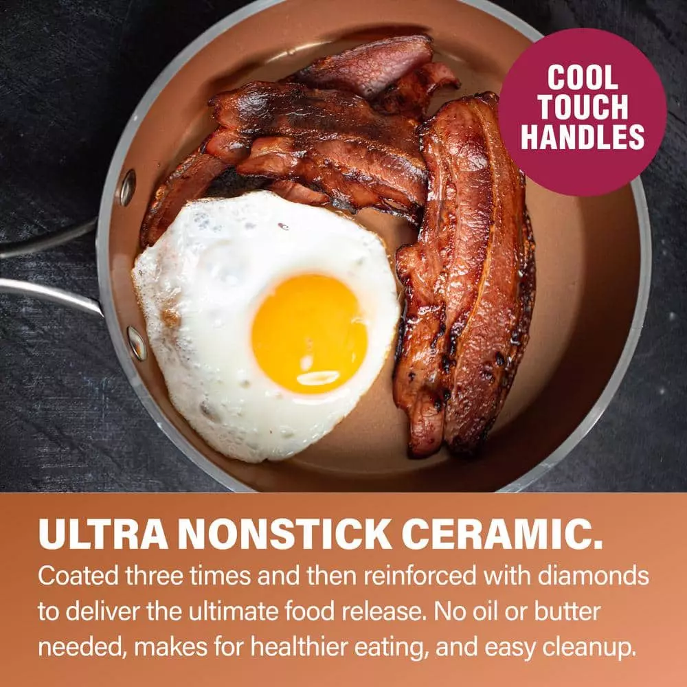 Hammered Copper 17-Piece Aluminum Nonstick Cookware Set by Gotham Steel 8 Hammered Copper 17-Piece Aluminum Nonstick Cookware Set by Gotham Steel - Image 6