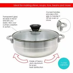 14.25 in. x 12.25 in. Aluminum Caldero with Glass Lid by Home Basics 11 14.25 in. x 12.25 in. Aluminum Caldero with Glass Lid by Home Basics -Cookware Sales Shop home basics stock pots ac10388 44 1000