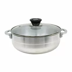 15.5 in. Aluminum Caldero with Glass Lid by Home Basics