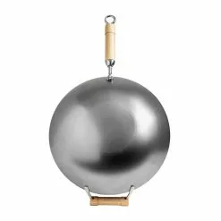 Joyce Chen 14 in. Silver Carbon Steel Non-Stick Round Bottom Wok by Honey-Can-Do -Cookware Sales Shop honey can do woks stir fry pans j20 1140 1f 1000