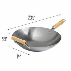 Joyce Chen 14 in. Silver Carbon Steel Non-Stick Round Bottom Wok by Honey-Can-Do -Cookware Sales Shop honey can do woks stir fry pans j20 1140 44 1000