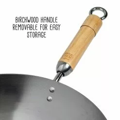 Joyce Chen 14 in. Silver Carbon Steel Non-Stick Round Bottom Wok by Honey-Can-Do -Cookware Sales Shop honey can do woks stir fry pans j20 1140 76 1000