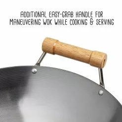 Joyce Chen 14 in. Silver Carbon Steel Non-Stick Round Bottom Wok by Honey-Can-Do -Cookware Sales Shop honey can do woks stir fry pans j20 1140 fa 1000