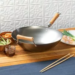 Joyce Chen 14 in. Silver Carbon Steel Wok with Easy-Grab Birchwood Handle by Honey-Can-Do 15 Joyce Chen 14 in. Silver Carbon Steel Wok with Easy-Grab Birchwood Handle by Honey-Can-Do -Cookware Sales Shop honey can do woks stir fry pans j21 9978 31 1000
