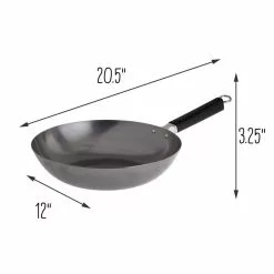 Joyce Chen 12 in. Silver Carbon Steel Stir Fry Pan with Ergonomic Handle by Honey-Can-Do -Cookware Sales Shop honey can do woks stir fry pans j22 0050 4f 1000