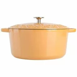 Savory Saffron 6 qt. Enameled Cast Iron Dutch Oven with Lid in Honey Gold by Spice BY TIA MOWRY -Cookware Sales Shop honey gold dutch ovens 985118444m 4f 1000