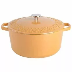 Savory Saffron 6 qt. Enameled Cast Iron Dutch Oven with Lid in Honey Gold by Spice BY TIA MOWRY