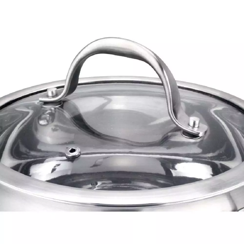 4.5 qt. 9.5 in. Silver Tri-Ply Stainless Steel, Professional Grade, Stainless Cookware, Fry Pan with Lid by J&V TEXTILES 6 4.5 qt. 9.5 in. Silver Tri-Ply Stainless Steel, Professional Grade, Stainless Cookware, Fry Pan with Lid by J&V TEXTILES - Image 4