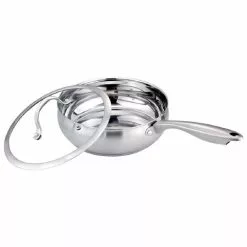 4.5 qt. 9.5 in. Silver Tri-Ply Stainless Steel, Professional Grade, Stainless Cookware, Fry Pan with Lid by J&V TEXTILES 9 4.5 qt. 9.5 in. Silver Tri-Ply Stainless Steel, Professional Grade, Stainless Cookware, Fry Pan with Lid by J&V TEXTILES -Cookware Sales Shop j v textiles saute pans 8954 4f 1000