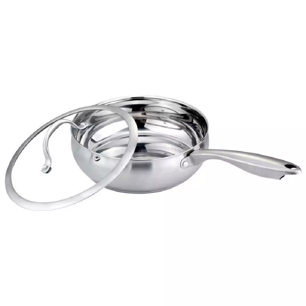 4.5 qt. 9.5 in. Silver Tri-Ply Stainless Steel, Professional Grade, Stainless Cookware, Fry Pan with Lid by J&V TEXTILES 5 4.5 qt. 9.5 in. Silver Tri-Ply Stainless Steel, Professional Grade, Stainless Cookware, Fry Pan with Lid by J&V TEXTILES - Image 3