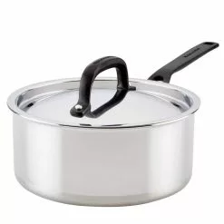 5-Ply Clad Stainless Steel 3 qt. Stainless Steel Saucepan Silver with Lid by KitchenAid