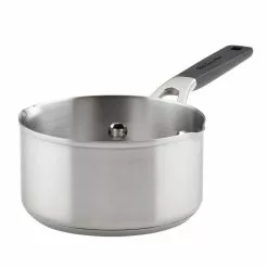 Stainless Steel, 1 qt., Stainless Steel, Sauce Pan, Silver with Pour Spout by KitchenAid