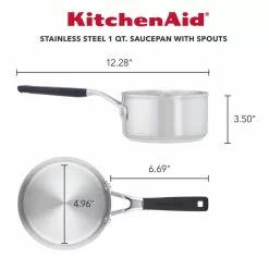 Stainless Steel, 1 qt., Stainless Steel, Sauce Pan, Silver with Pour Spout by KitchenAid 17 Stainless Steel, 1 qt., Stainless Steel, Sauce Pan, Silver with Pour Spout by KitchenAid -Cookware Sales Shop kitchenaid sauce pans 71018 c3 1000