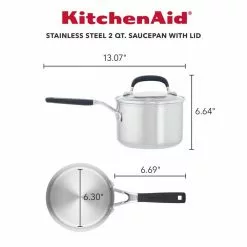 Stainless Steel 2 qt. Stainless Steel Nonstick Saucepan in Silver with Lid by KitchenAid 15 Stainless Steel 2 qt. Stainless Steel Nonstick Saucepan in Silver with Lid by KitchenAid -Cookware Sales Shop kitchenaid sauce pans 71020 c3 1000