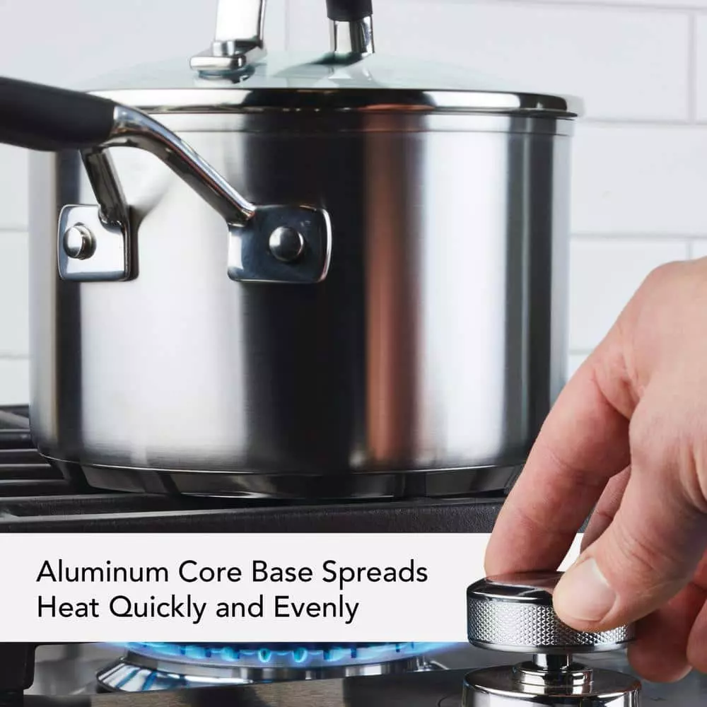 Stainless Steel 2 qt. Stainless Steel Nonstick Saucepan in Silver with Lid by KitchenAid 10 Stainless Steel 2 qt. Stainless Steel Nonstick Saucepan in Silver with Lid by KitchenAid - Image 8