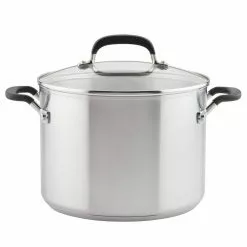 Stainless Steel, 8 qt. Stainless Steel Stock Pot in Silver with Lid by KitchenAid