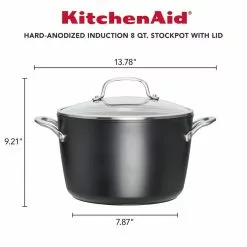 8-Quart, Matte Black Hard-Anodized Induction Nonstick Stockpot with Lid by KitchenAid 16 8-Quart, Matte Black Hard-Anodized Induction Nonstick Stockpot with Lid by KitchenAid -Cookware Sales Shop kitchenaid stock pots 80128 4f 1000