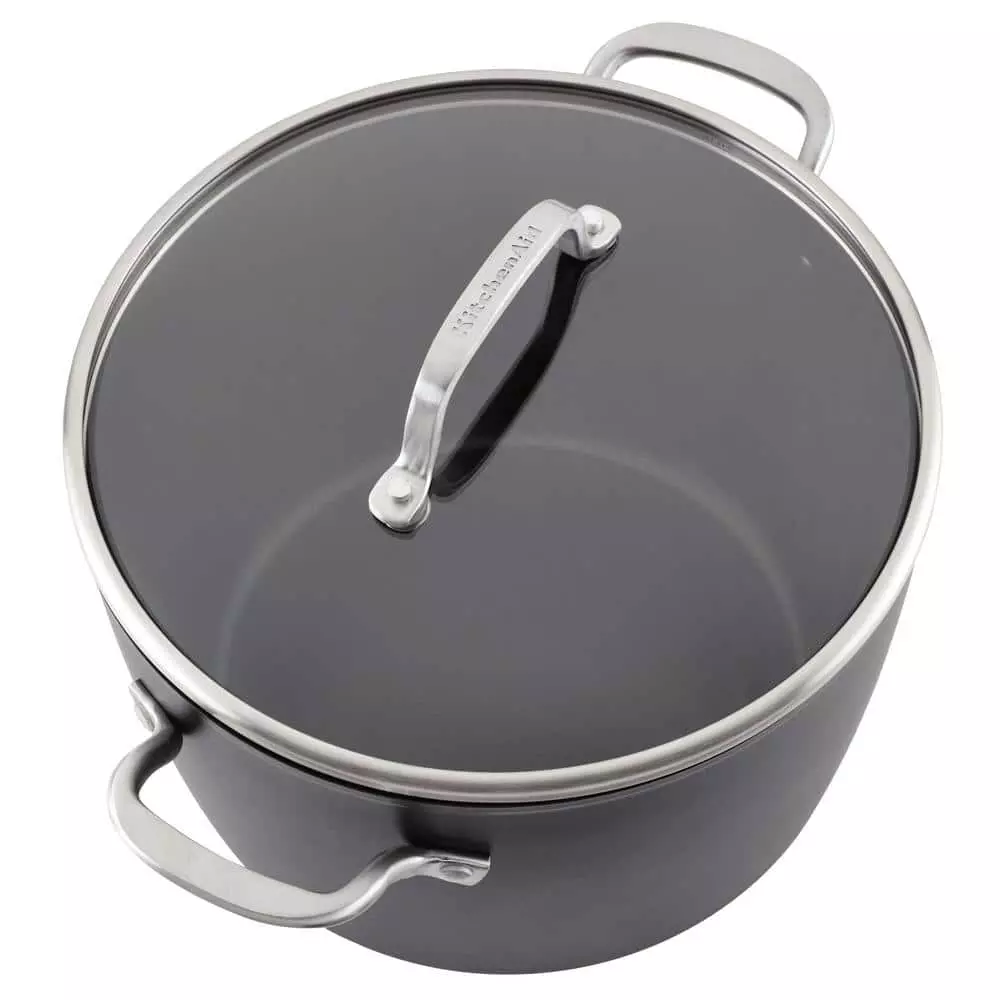 8-Quart, Matte Black Hard-Anodized Induction Nonstick Stockpot with Lid by KitchenAid 11 8-Quart, Matte Black Hard-Anodized Induction Nonstick Stockpot with Lid by KitchenAid - Image 9