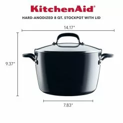 Hard Anodized Nonstick 8 qt. Hard Anodized Aluminum Nonstick Stock Pot in Onyx with Lid by KitchenAid 16 Hard Anodized Nonstick 8 qt. Hard Anodized Aluminum Nonstick Stock Pot in Onyx with Lid by KitchenAid -Cookware Sales Shop kitchenaid stock pots 84805 c3 1000