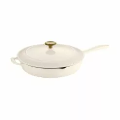 Gourmet 12 in. Enameled Cast Iron Skillet in Latte with Lid by Tramontina 14 Gourmet 12 in. Enameled Cast Iron Skillet in Latte with Lid by Tramontina -Cookware Sales Shop latte tramontina skillets 80131 082ds 40 1000