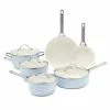 Padova 10-Piece Aluminum Ceramic Nonstick Cookware Set in Light Blue by GreenPan -Cookware Sales Shop light blue greenpan pot pan sets cc000386 001 64 1000
