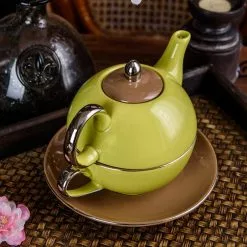 1-Piece Porcelain Tea Pot Light Green Teapot Teacup and Saucer Set by Artvigor 12 1-Piece Porcelain Tea Pot Light Green Teapot Teacup and Saucer Set by Artvigor -Cookware Sales Shop light green artvigor tea kettles art cc008 fa 1000